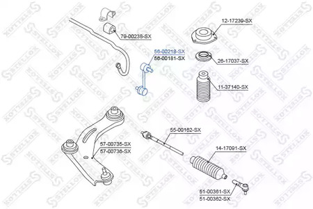 Фото 1 56-00218-SX STELLOX Стойка стабилизатора переднего левая