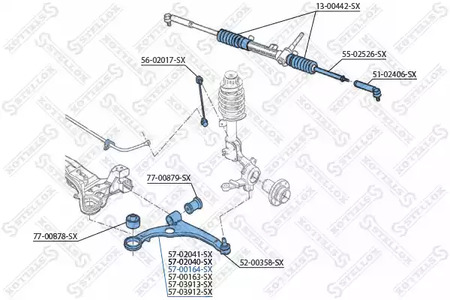 Рычаг независимой подвески колеса подвескы колеса STELLOX 57-00164-SX