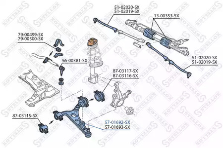 Фото 1 57-01692-SX STELLOX Рычаг независимой подвески колеса, подвеска колеса