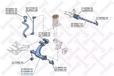 57-03507-SX STELLOX Рычаг независимой подвески колеса, подвеска колеса