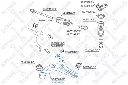 рычаг правый STELLOX 57-05383-SX