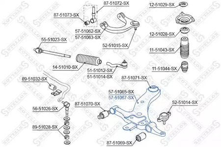 Рычаг независимой подвески колеса подвескы колеса STELLOX 57-51067-SX