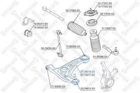 Фото 1 57-74016-SX STELLOX Рычаг подвески