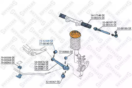 72-12339-SX STELLOX Cайлентблок рычага внутренний