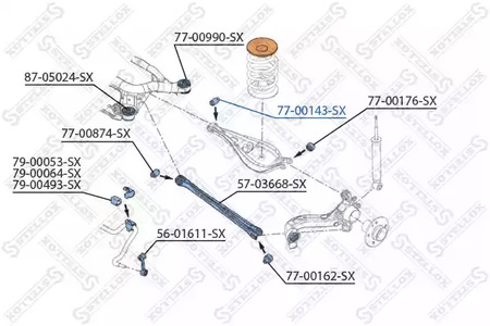 Фото 1 77-00143-SX STELLOX Подвеска, рычаг независимой подвески колеса
