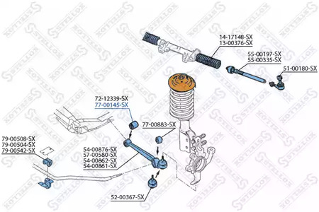 77-00145-SX STELLOX Cайлентблок рычага внутренний