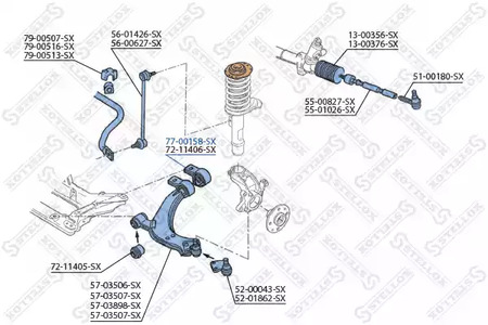 77-00158-SX STELLOX Сайлентблок рычага задний