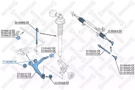 Фото 1 77-00166-SX STELLOX Подвеска, рычаг независимой подвески колеса