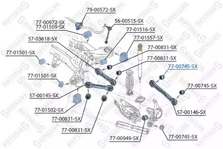 77-00745-SX STELLOX Сайлентблок рычага подвески