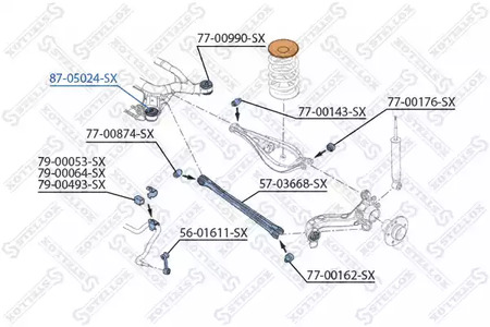 87-05024-SX STELLOX сайлентблок зад.балки пер.