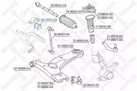 Фото 1 89-98092-SX STELLOX Опора, стабилизатор