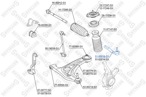 51-00018-SX STELLOX Наконечник рулевой тяги