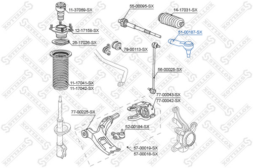 51-00187-SX STELLOX 51-00187-SX_наконечник рулевой!\ Honda CR-V 2.0/2.4/2.2D 07>