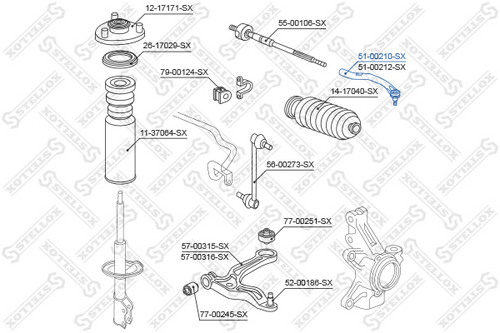 Наконечник поперечной рулевой тяги STELLOX 51-00210-SX