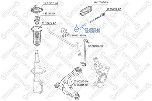 51-00272-SX STELLOX наконечник рулевой правый