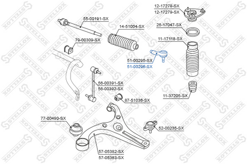 Рулевая тяга STELLOX 51-00296-SX