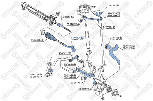 51-00300-SX STELLOX 51-00300-SX_наконечник рулевой левый!\ Audi A4/A5 1.8TFSI-3.2FSi quattro 07>