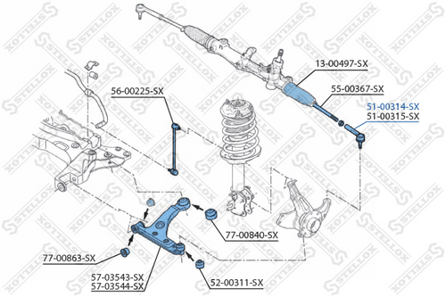 наконечник рулевой левый STELLOX 51-00314-SX