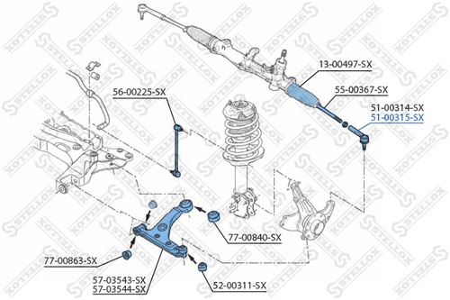 51-00315-SX STELLOX наконечник рулевой правый