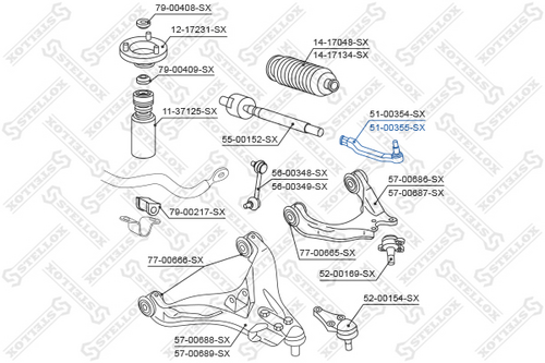 Наконечник поперечной рулевой тяги STELLOX 51-00355-SX