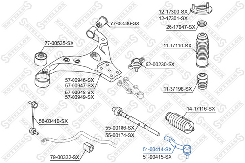 Наконечник поперечной рулевой тяги STELLOX 51-00414-SX