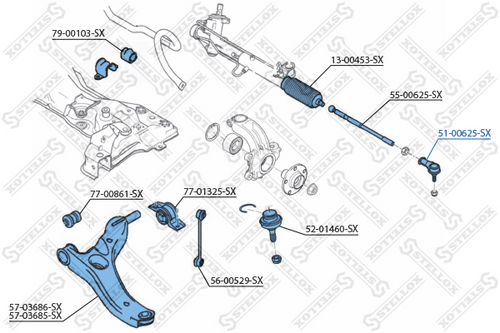 Наконечник поперечной рулевой тяги STELLOX 51-00625-SX