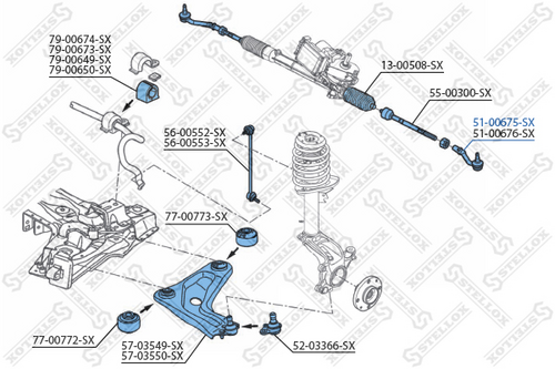 наконечник рулевой левый STELLOX 51-00675-SX