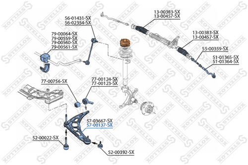 Рычаг правый STELLOX 57-00137-SX