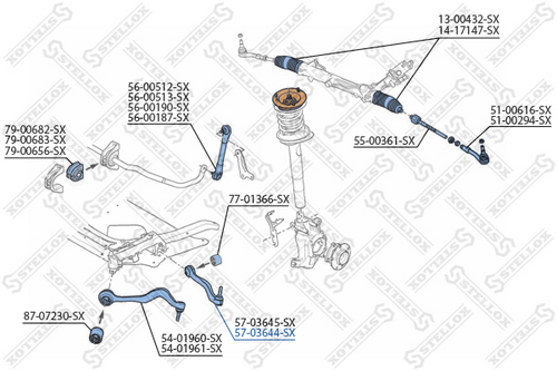 57-03644-SX STELLOX рычаг задний нижний правый