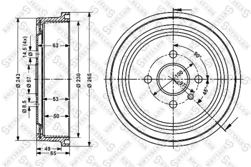 Тормозной барабан STELLOX 6025-3614-SX