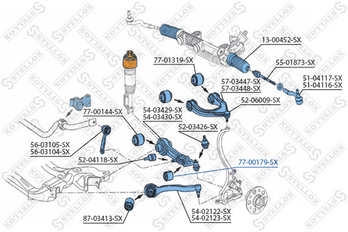 77-00179-SX STELLOX сайлентблок рычага нижн. пер. наружн.