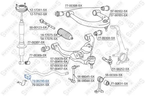 79-00290-SX STELLOX втулка стабилизатора переднего! 28мм\Toyota LAND CRUISER PRADO 150 09>