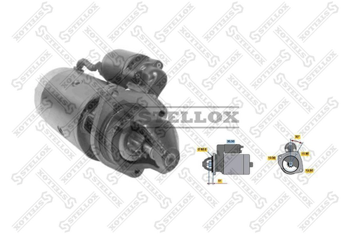 88-02001-SX STELLOX 88-02001-SX_стартер !24V-4KW 9зубьев 30°вправо\MB 508-2219 OM 314. 352. 352A, 353