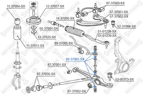 89-37001-SX STELLOX Втулка тяги стабилизатора