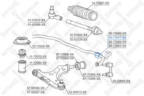 89-72041-SX STELLOX 89-72041-SX_втулка стабилизатора переднего центральная! d16\ Mitsubishi Carisma DA1A-DA5A 97-99