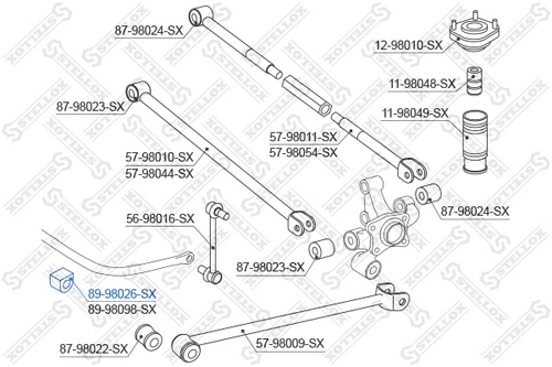 89-98026-SX STELLOX втулка стабилизатора заднего центральная