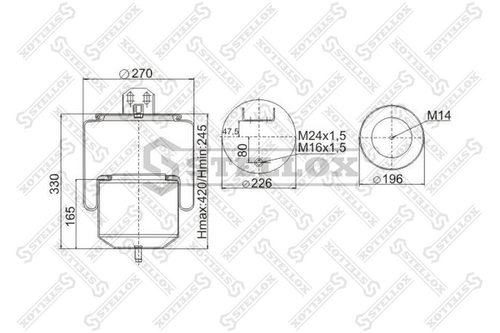 Кожух пневматической рессоры STELLOX 90-78031-SX