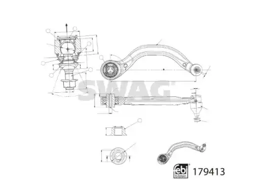 Рычаг подвески лев нижн задн tesla model 3 17- model y 19- SWAG 33104914