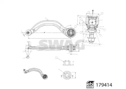 Рычаг подвески прав нижн задн tesla model 3 17- model y 19- SWAG 33104915