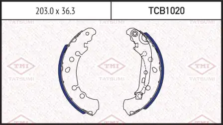 TCB1020 TATSUMI Колодки тормозные барабанные /комплект 4 шт/