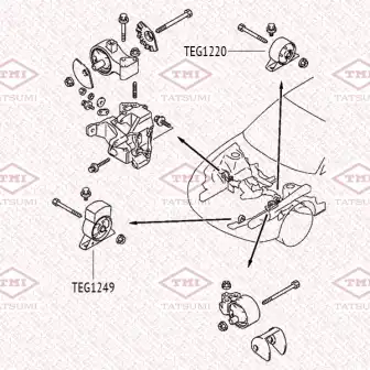 TEG1220 TATSUMI TEG1220_подушка ДВС задняя!\ Mitsubishi Colt/Lancer CB4A/CB8A 1.3-1.8i 16V/2.0D 92-96