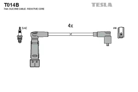 Комплект проводов зажигания alternative TESLA T014B