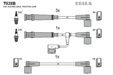 T028B TESLA Комплект проводов зажигания