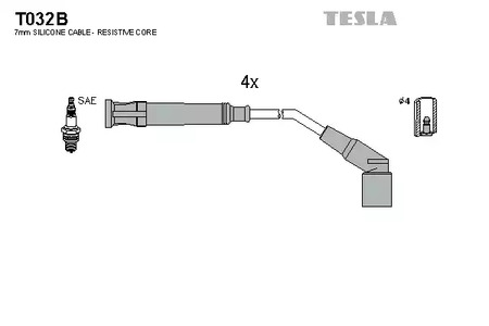 T032B TESLA Комплект проводов зажигания