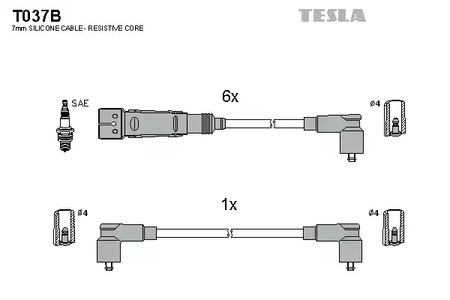 Комплект проводов зажигания alternative TESLA T037B