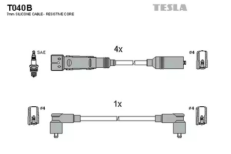 T040B TESLA Комплект проводов зажигания