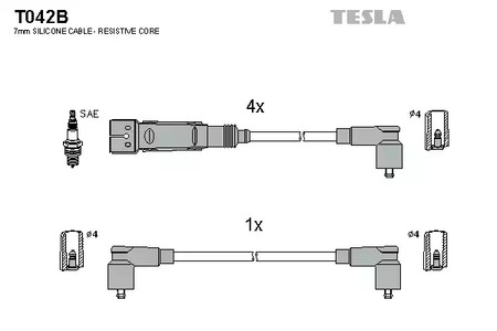 T042B TESLA Комплект проводов зажигания