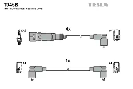 Комплект проводов зажигания TESLA T045B