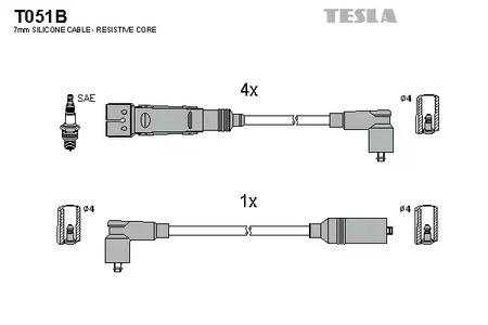 T051B TESLA Комплект проводов зажигания