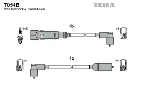 T054B TESLA Комплект проводов зажигания